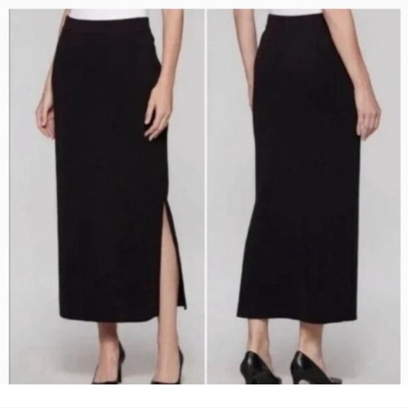 St. John Evening Santana Knit Long Maxi Skirt in Black 21" Side Slit Size 10 - Picture 16 of 16